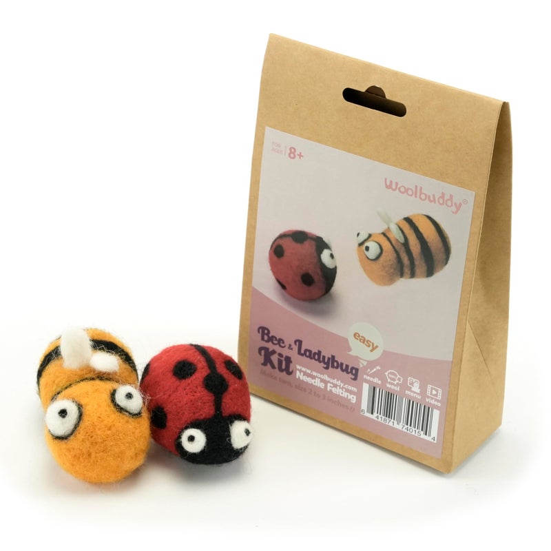 Woolbuddy Needle Felting Kit for Beginners Adults, Bee and Ladybug Animal Craft Set, Includes Materials, Tools, and Instructions for DIY Hobbyists - Image 1